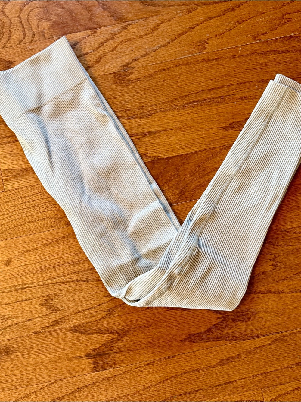 Topshop Ribbed Knit Leggings in Heathered Oatmeal
